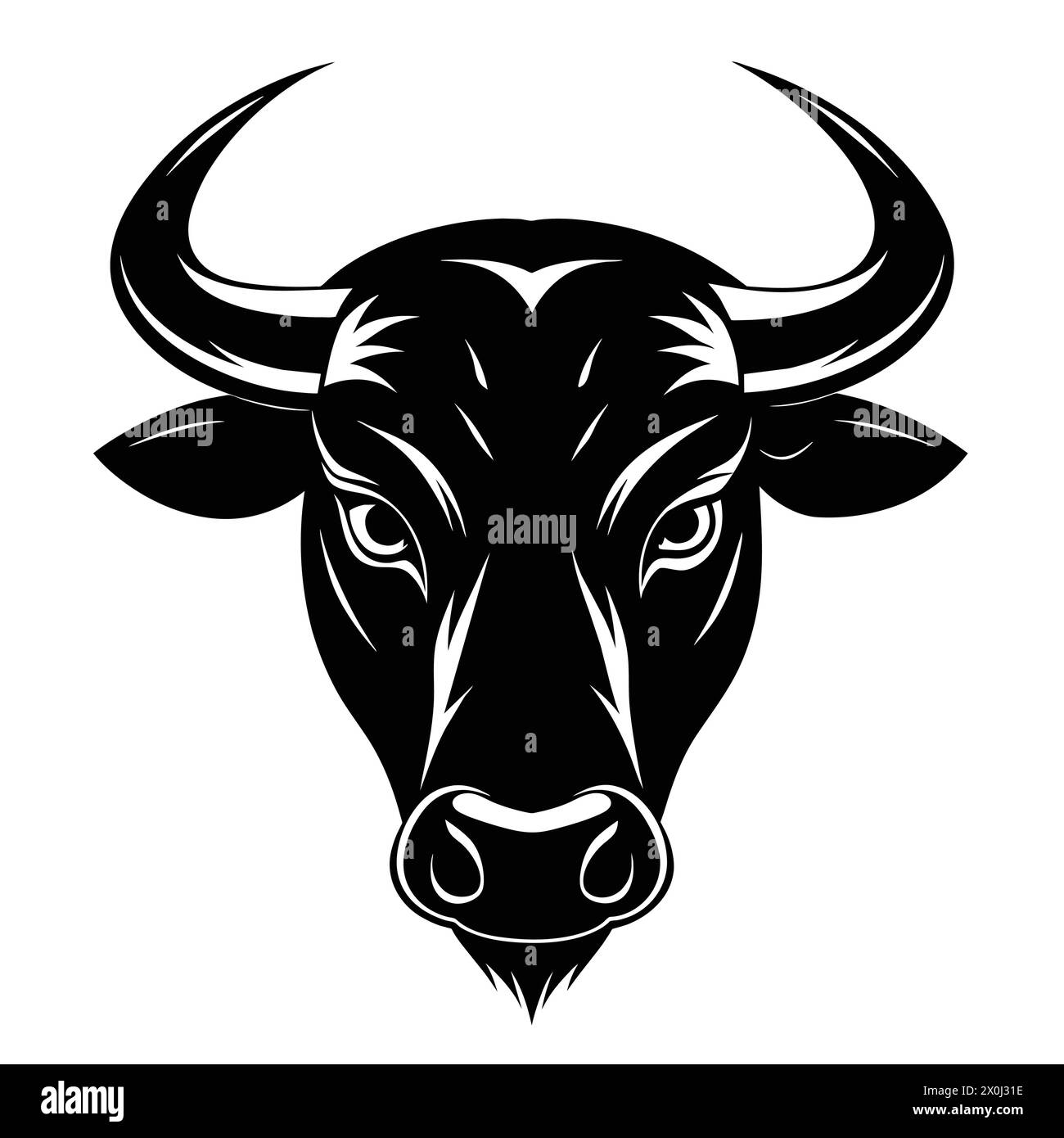 Strong Bull Head Illustrations - Ideal for Sports Team Logos, Steakhouse Branding, and Western-Themed Decor Stock Vector