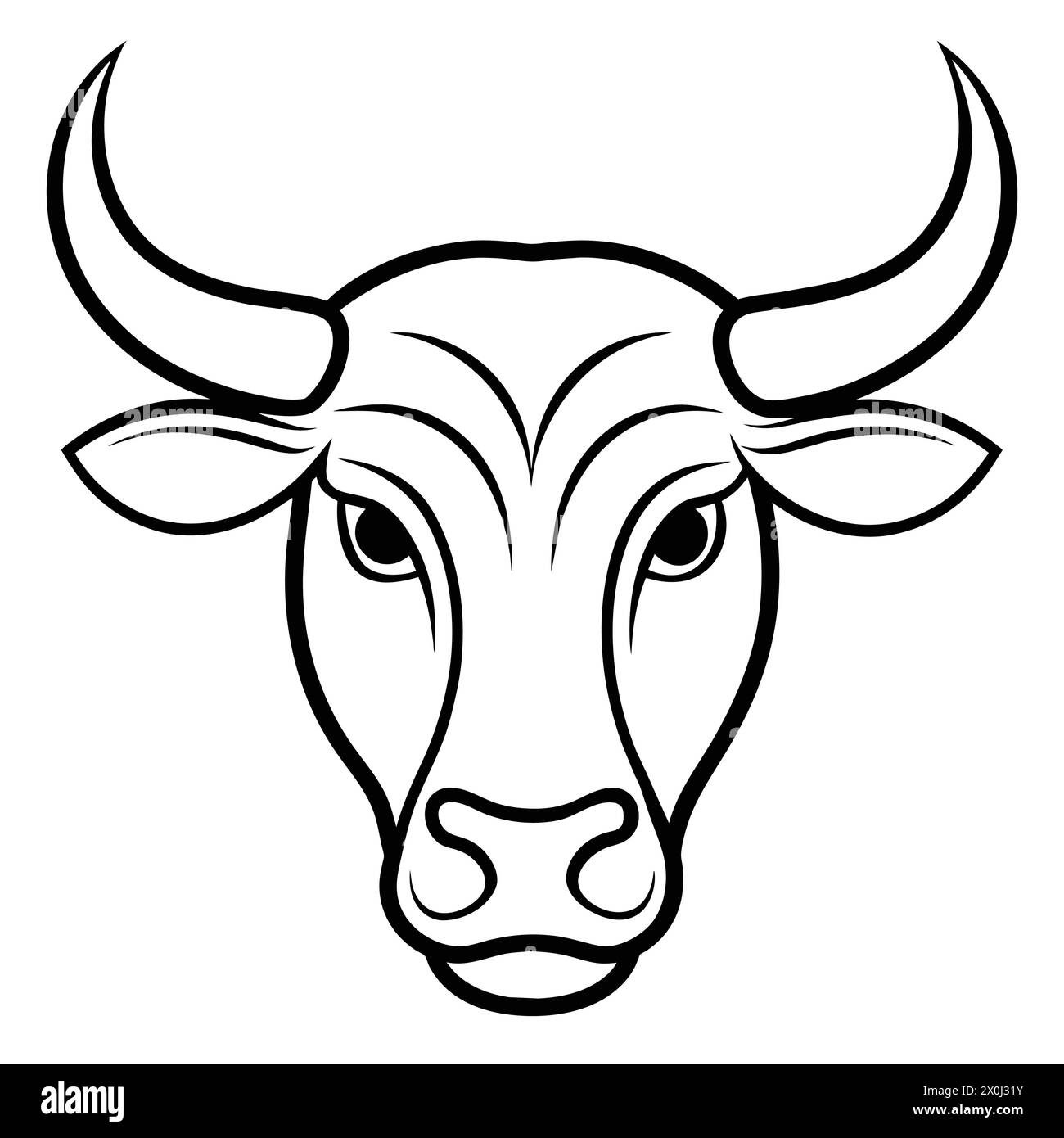 Strong Bull Head Illustrations - Ideal for Sports Team Logos, Steakhouse Branding, and Western-Themed Decor Stock Vector
