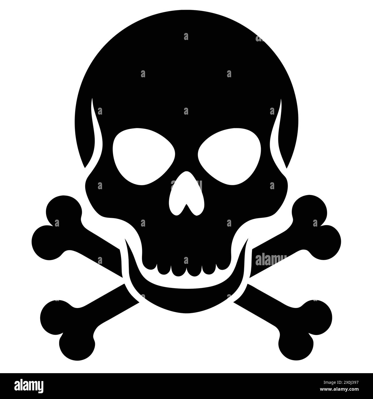 Silhouette of Skull and Bones, perfect for Halloween Decor, Party Invitations, Spooky Themed Events, Tattoo Designs, Gothic Art Prints Stock Vector