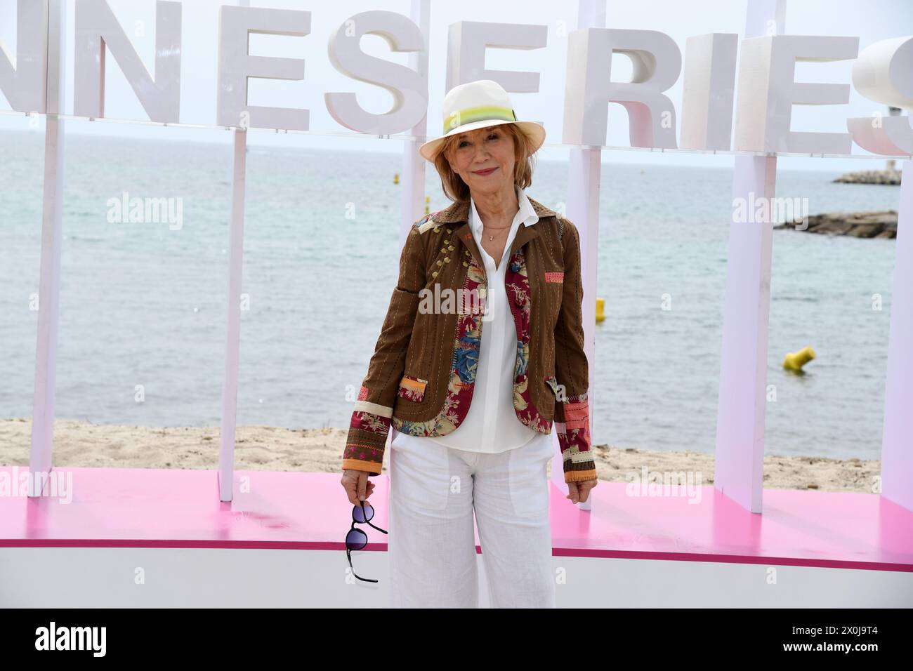 CANNES, FRANCE - APRIL 07: Marie-Anne Chazel attends the 'Brocéliande' Photocall during the 7th Canneseries International Festival on April 07, 2024 i Stock Photo