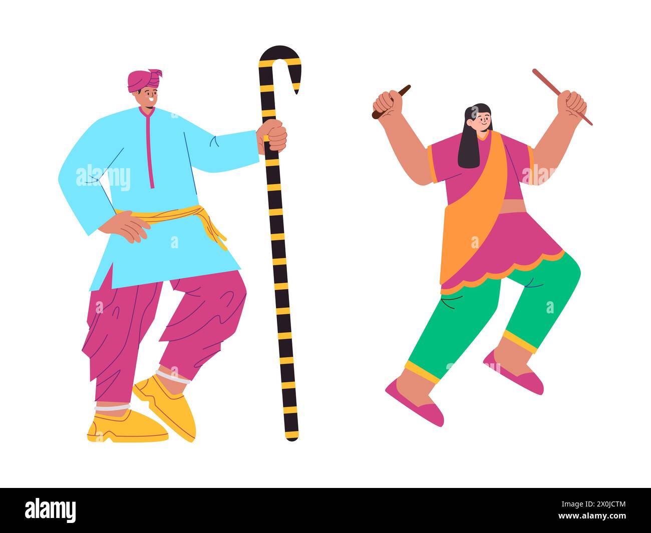 young man and woman dancing wear indian traditional costume fashion