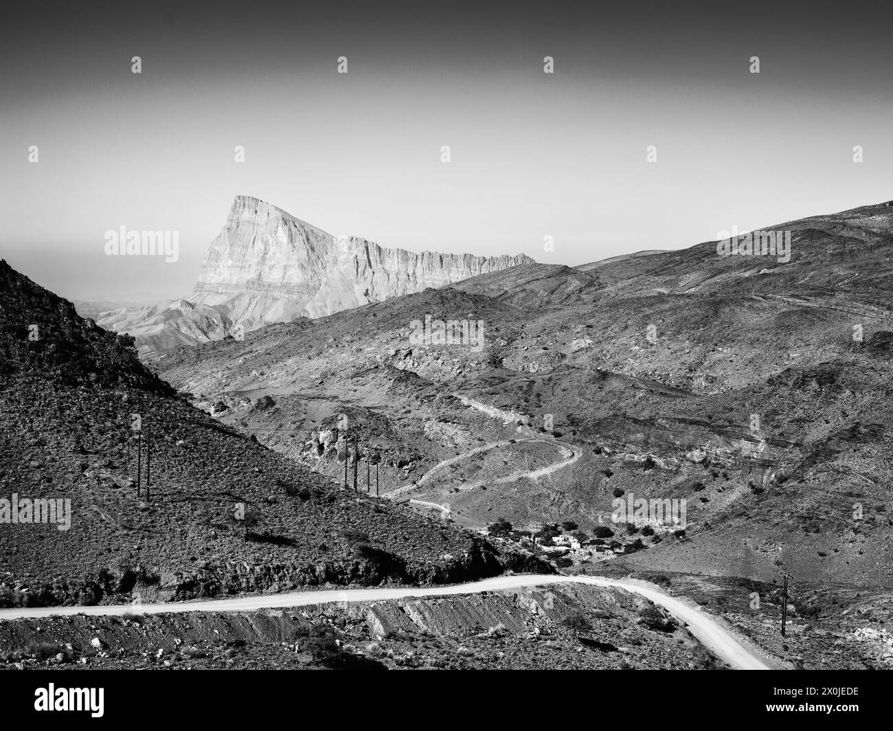 Oman, in the Wadi Dam with a view of the Jabal Misht, Stock Photo