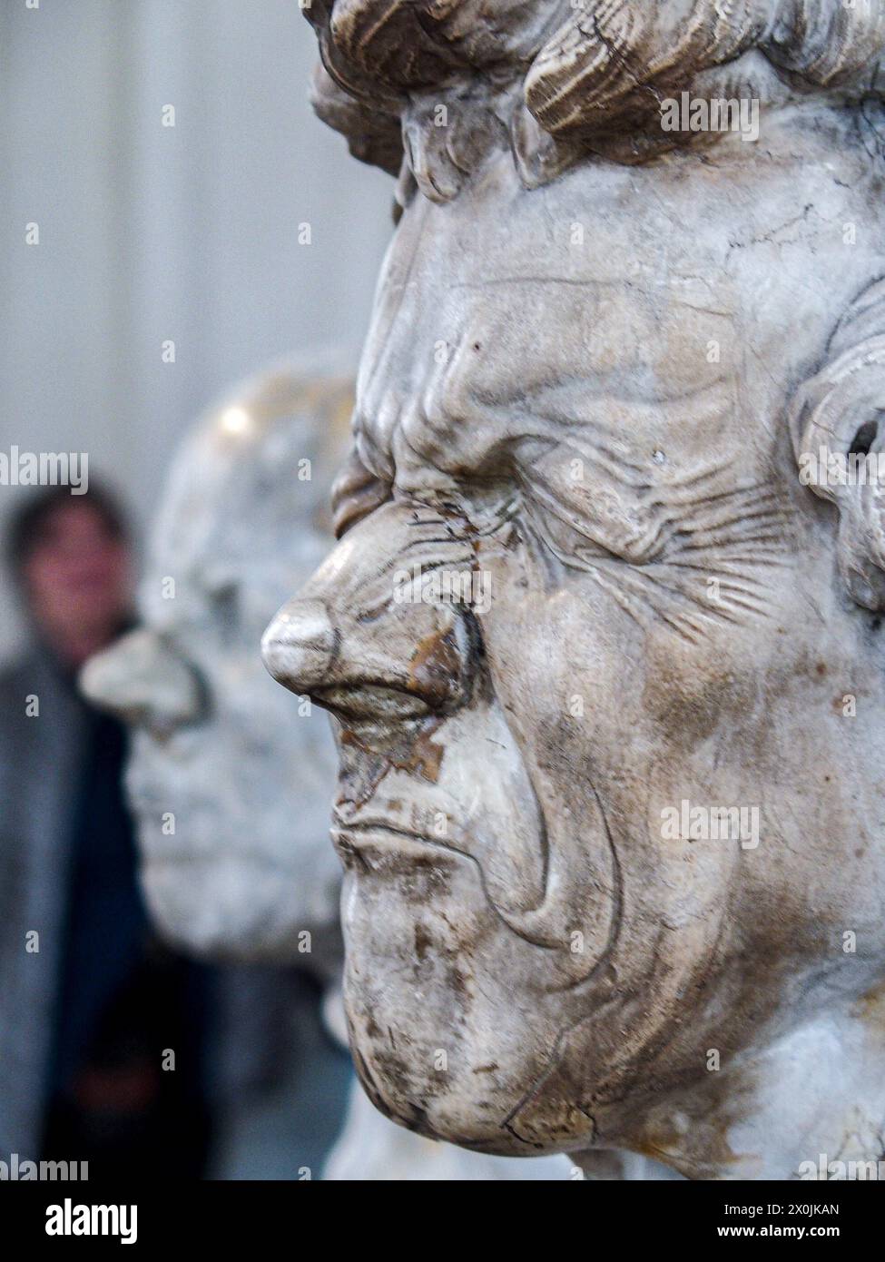 Vienna, Austria, Austria. 12th Apr, 2024. Close up of the character heads of FRANZ XAVER MESSERSCHMIDT, inside the Upper Belvedere Palace in Vienna. The Upper Belvedere palace is one of the world's first public museums, opening in 1777. It houses some of the most coveted artwork and most diversified collections in Europe. (Credit Image: © Bianca Otero/ZUMA Press Wire) EDITORIAL USAGE ONLY! Not for Commercial USAGE! Stock Photo