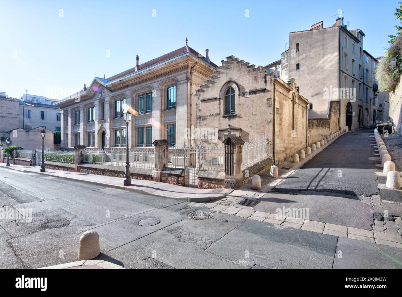 Former Faculty of Medicine, historical center, facades, city walk, Montpellier, Herault, France, Stock Photo