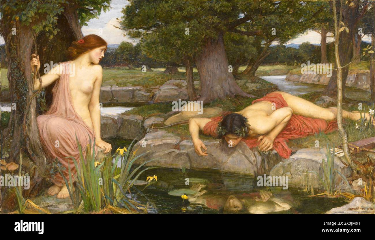 Echo and Narcissus (John William Waterhouse, 1903, Stock Photo