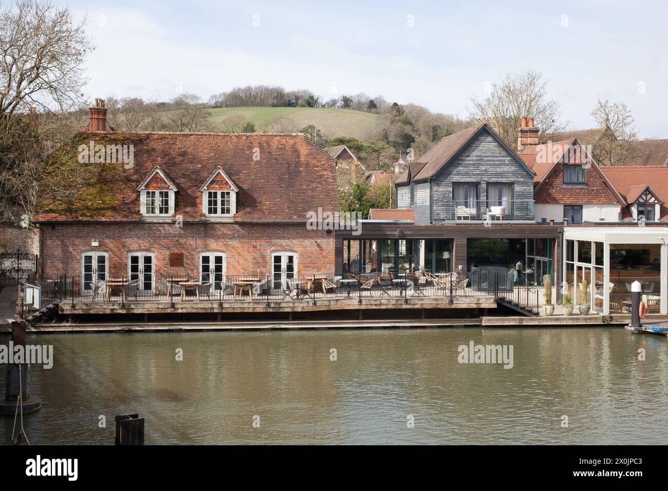 Views of The Thames at Goring in Oxfordshire in the United Kingdom Stock Photo