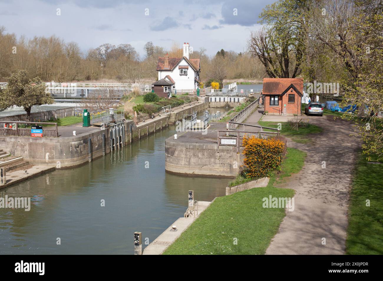 Views of The Thames at Goring in Oxfordshire in the United Kingdom Stock Photo