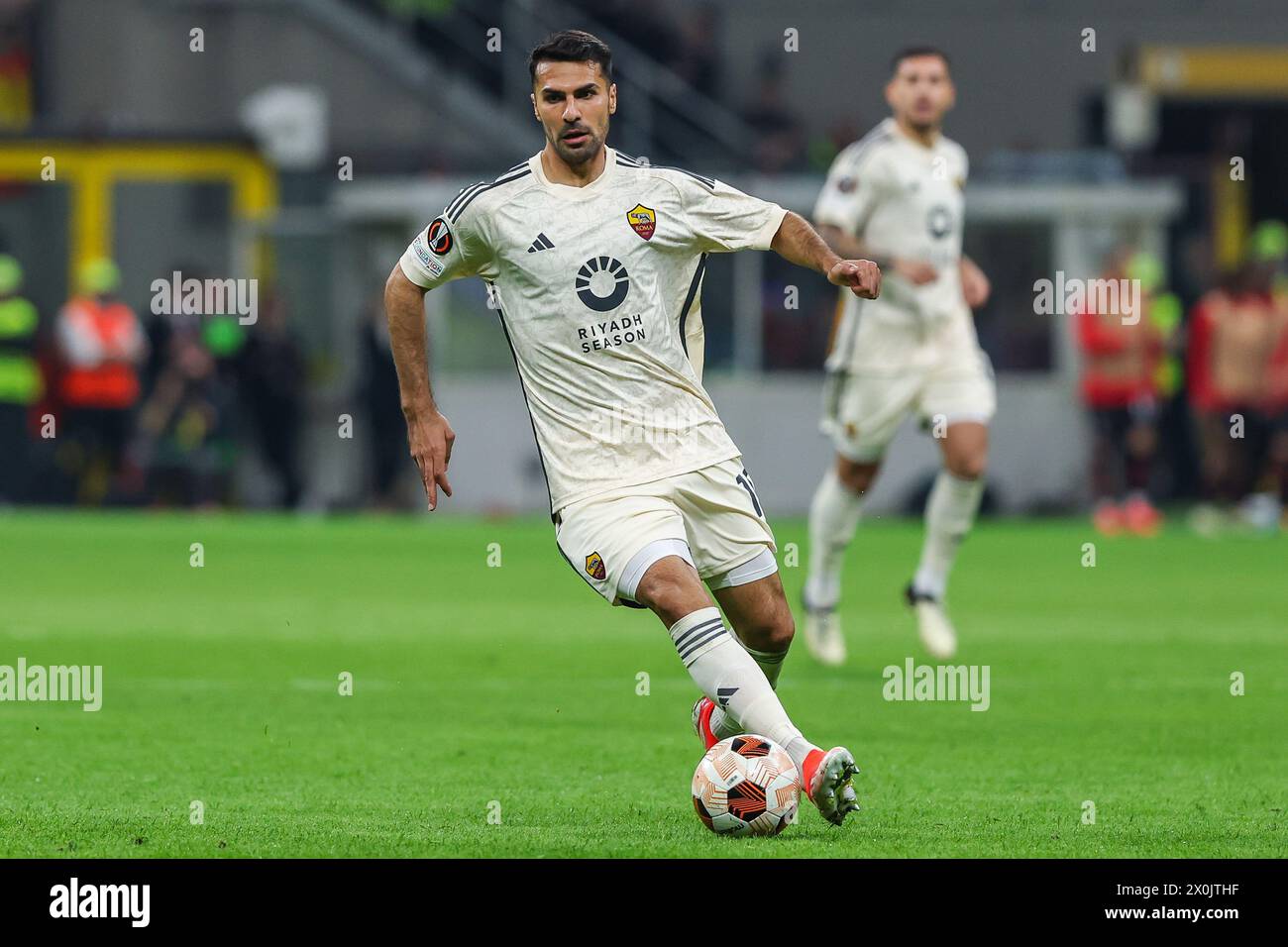 Milan, Italy. 11th Apr, 2024. Mehmet Celik of AS Roma seen in action ...
