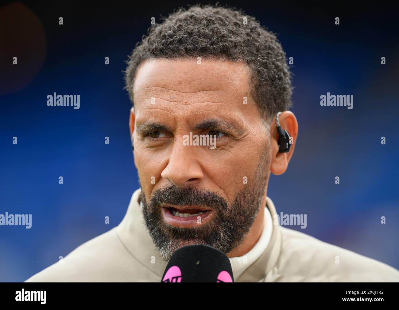 London, UK. 06th Apr, 2024 - Crystal Palace v Manchester City - Premier League - Selhurst Park.                                                                            TV football pundit Rio Ferdinand.                                                       Picture Credit: Mark Pain / Alamy Live News Stock Photo