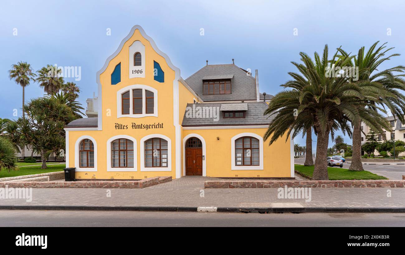 Old district court from the German colonial era in Swakobmund, Namibia Stock Photo