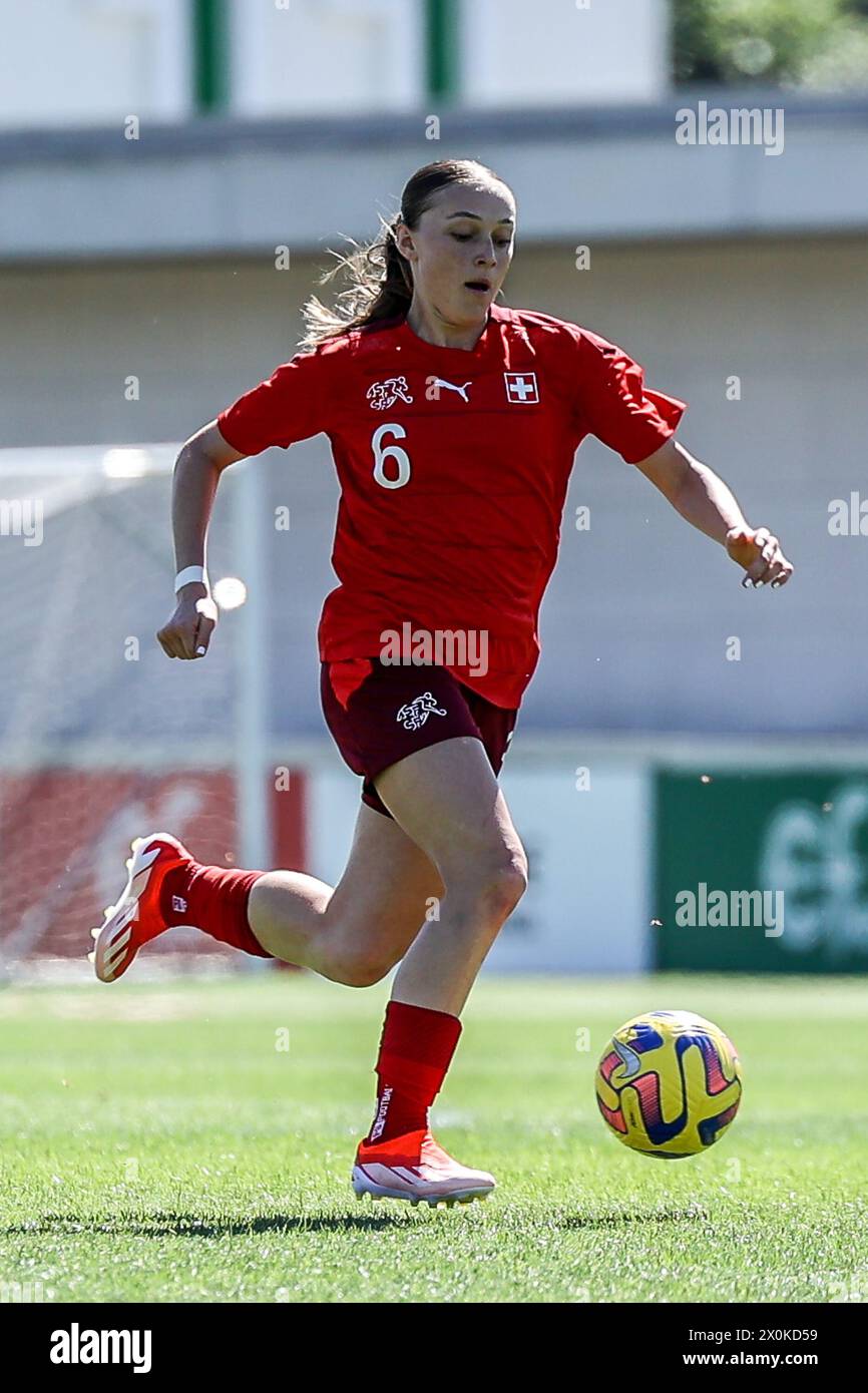 Oeiras, Portugal . 09th Apr, 2024. Oeiras, Portugal, April 09th 2024: Lia Kamber (6 Switzerland) in action during the UEFA European Women's Under 19 Championship game between - Switzerland v Portugal - Cidade do Futebol, Oeiras, Portugal (João Bravo/SPP) Credit: SPP Sport Press Photo. /Alamy Live News Stock Photo