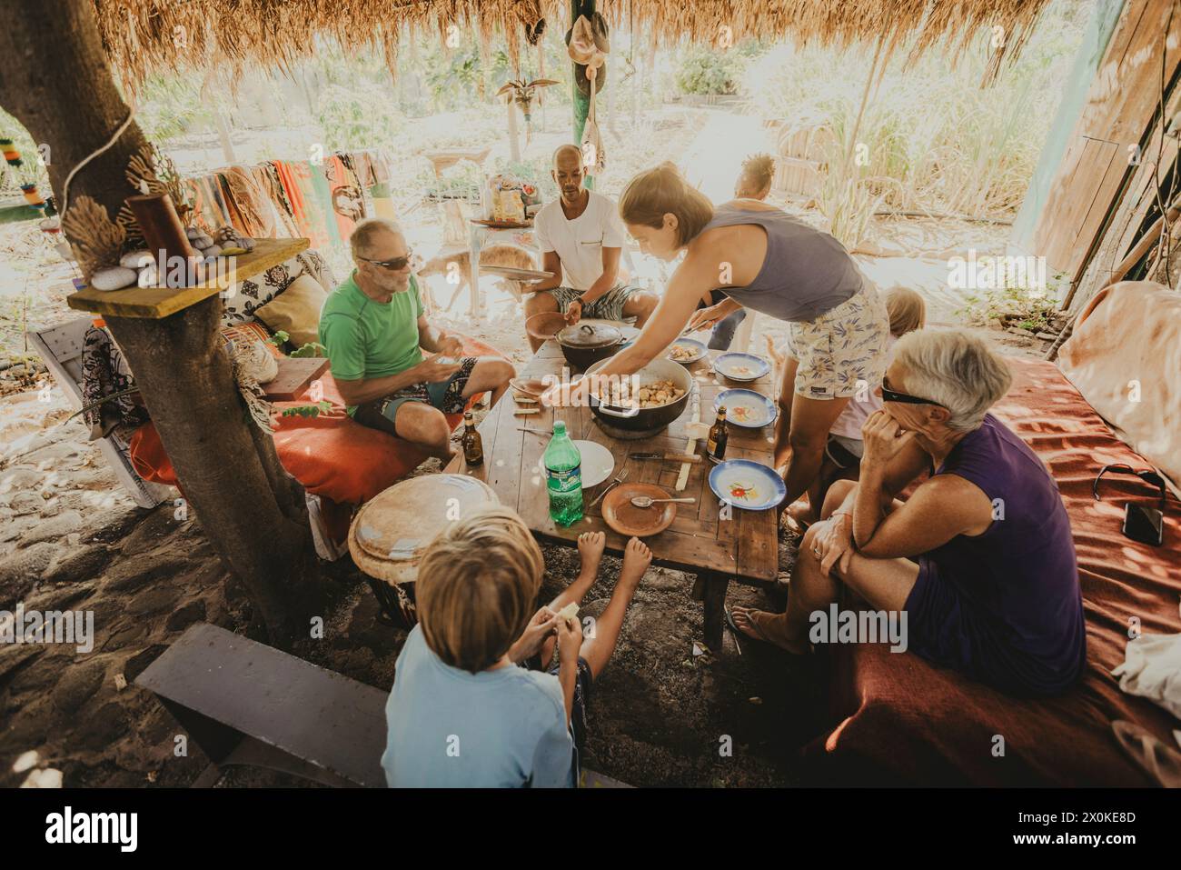 Family time-out in West Africa, Santiago, Tarrafal Stock Photo
