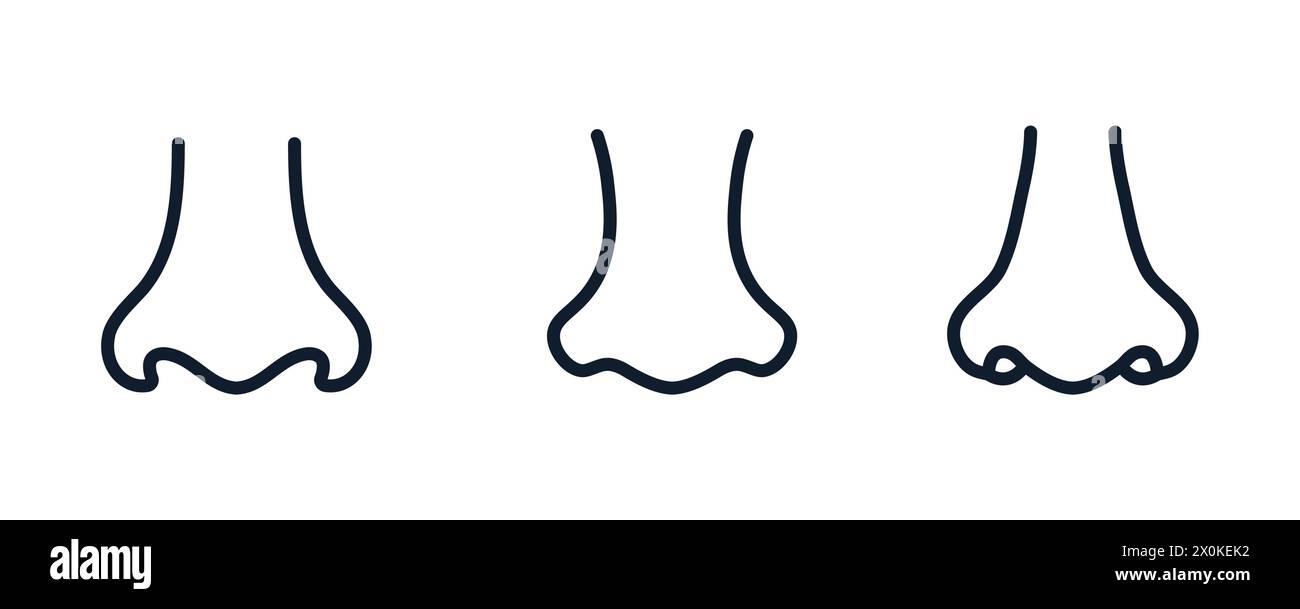 Nose line icon vector illustration. Nose smell human cartoon line icon ...
