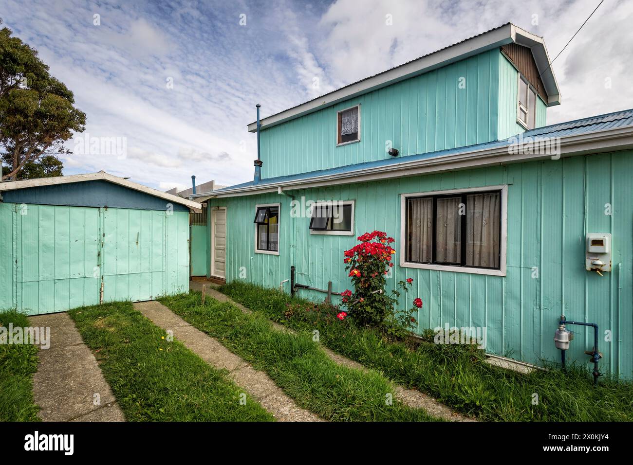 Colorful house. Punta Arenas, Patagonia y la Antarctica Chilena, Chile. Stock Photo