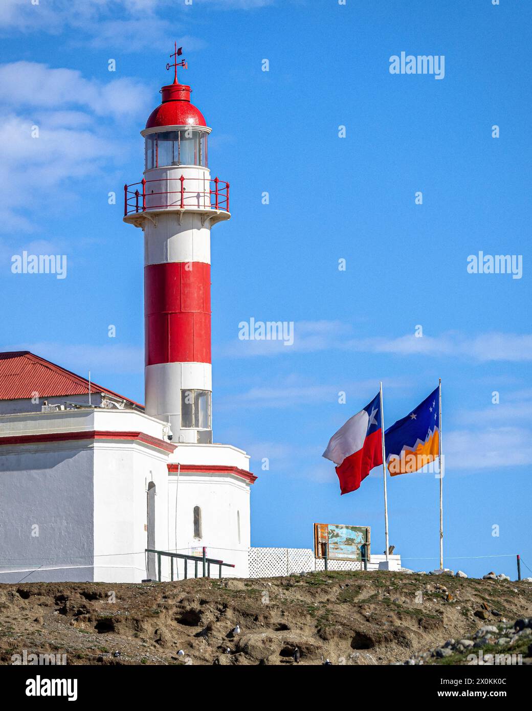 Lighthouse. Isla Magdalena, Magallanes y la Antárctica Chilena, Chile. Stock Photo