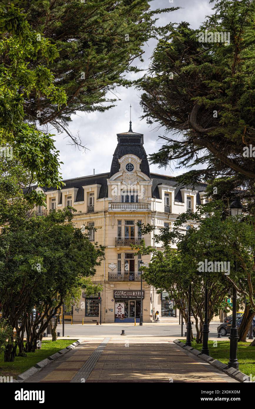 Historic building at the Plaza de Armas. Punta Arenas, Magallanes y la Antarctica Chilena, Chile. Stock Photo