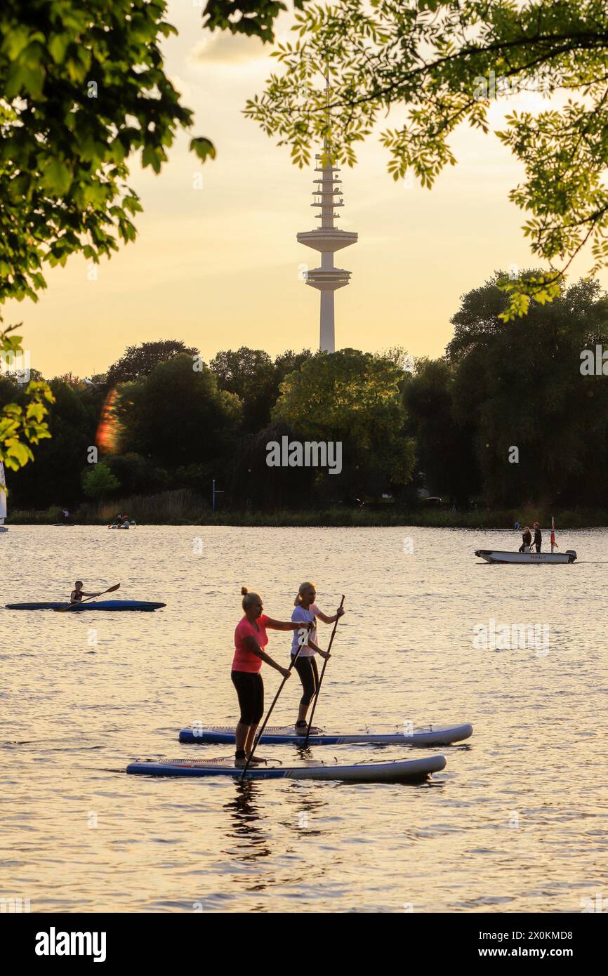 Outer Alster, Stand Up Paddling, Hamburg Stock Photo Alamy