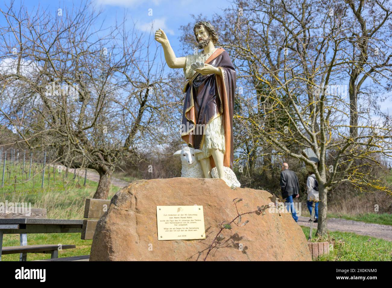 Rhineland Palatinate, figure of St. John the Baptist near Albersweiler. Stock Photo