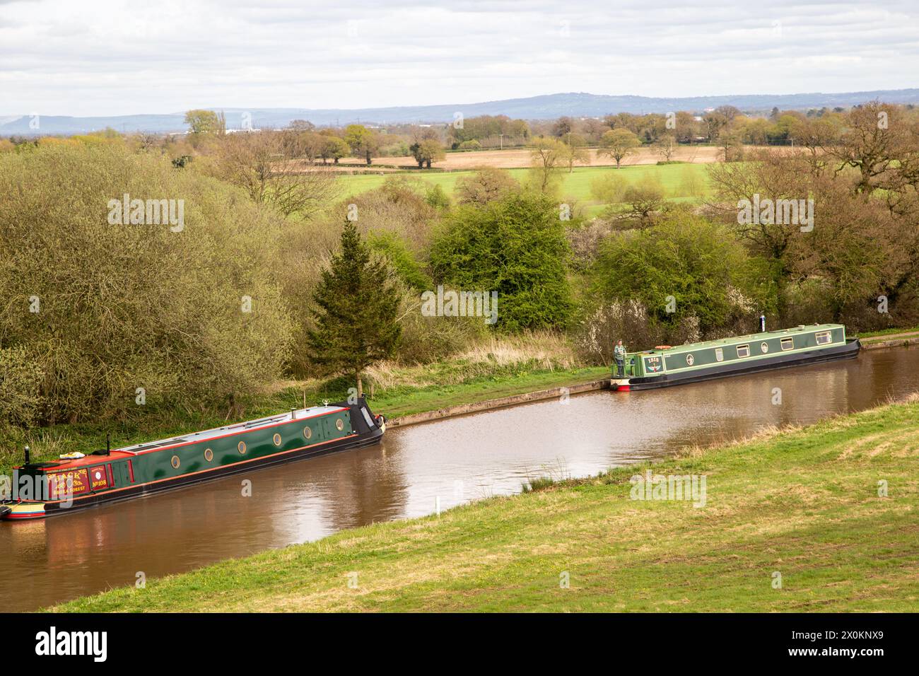 Canal narrowboats  at Hurleston  Cheshire on the Shropshire union canal near its junction with the Llangollen canal Stock Photo
