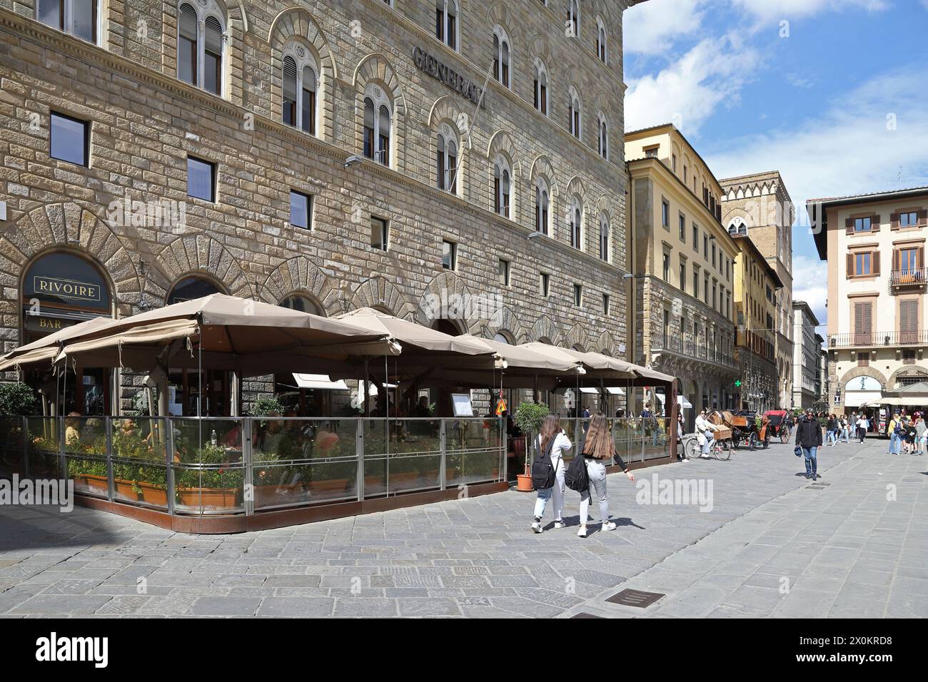 Italy, Tuscany, Florence, Piazza della Signoria, Caffe Rivoire Stock Photo