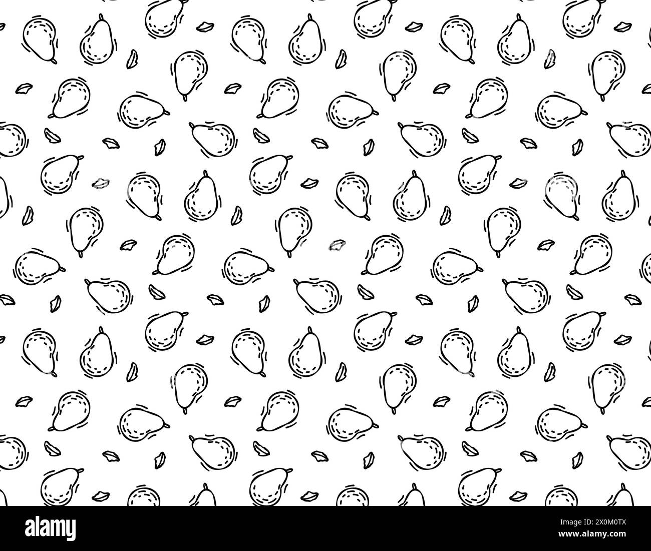 Hand drawn vector seamless pattern of pears, pears and leaves on a ...