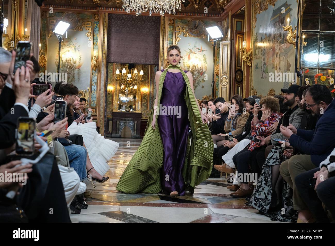 model showcases creations by inmaculada rodrigues during the Atelier Couture bridal catwalk within Madrid Fashion Week, at Santa Isabel Palace in Madrid. marzo, 2024 Spain Featuring: model Where: Madrid, Spain When: 12 Mar 2024 Credit: Oscar Gonzalez/WENN Stock Photo