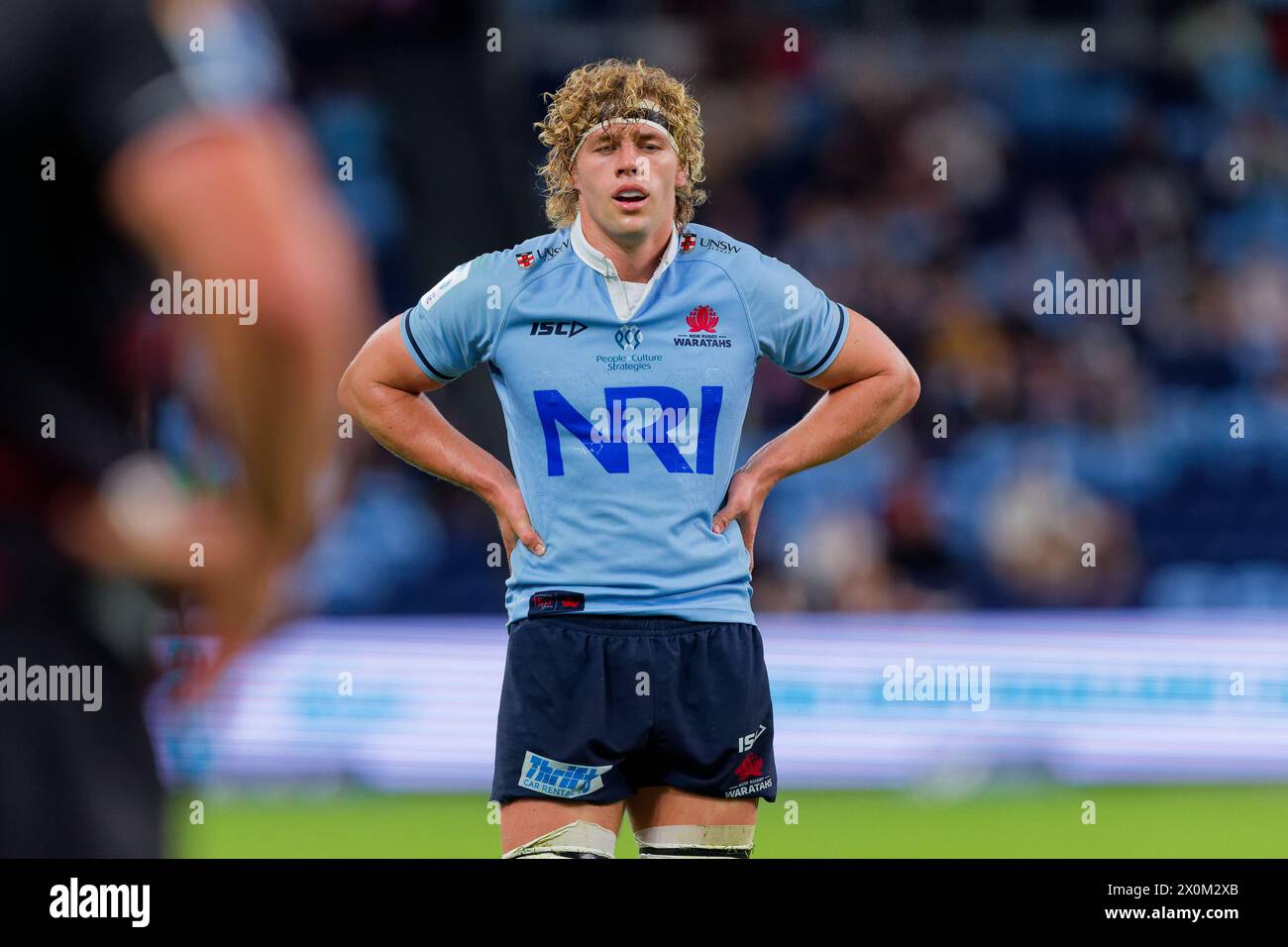 Sydney, Australia. 12th Apr, 2024. Ned Hanigan of the Waratahs looks on during the Super Rugby Pacific 2024 Rd8 match between the Waratahs and the Crusaders at Allianz Stadium on April 12, 2024 in Sydney, Australia Credit: IOIO IMAGES/Alamy Live News Stock Photo