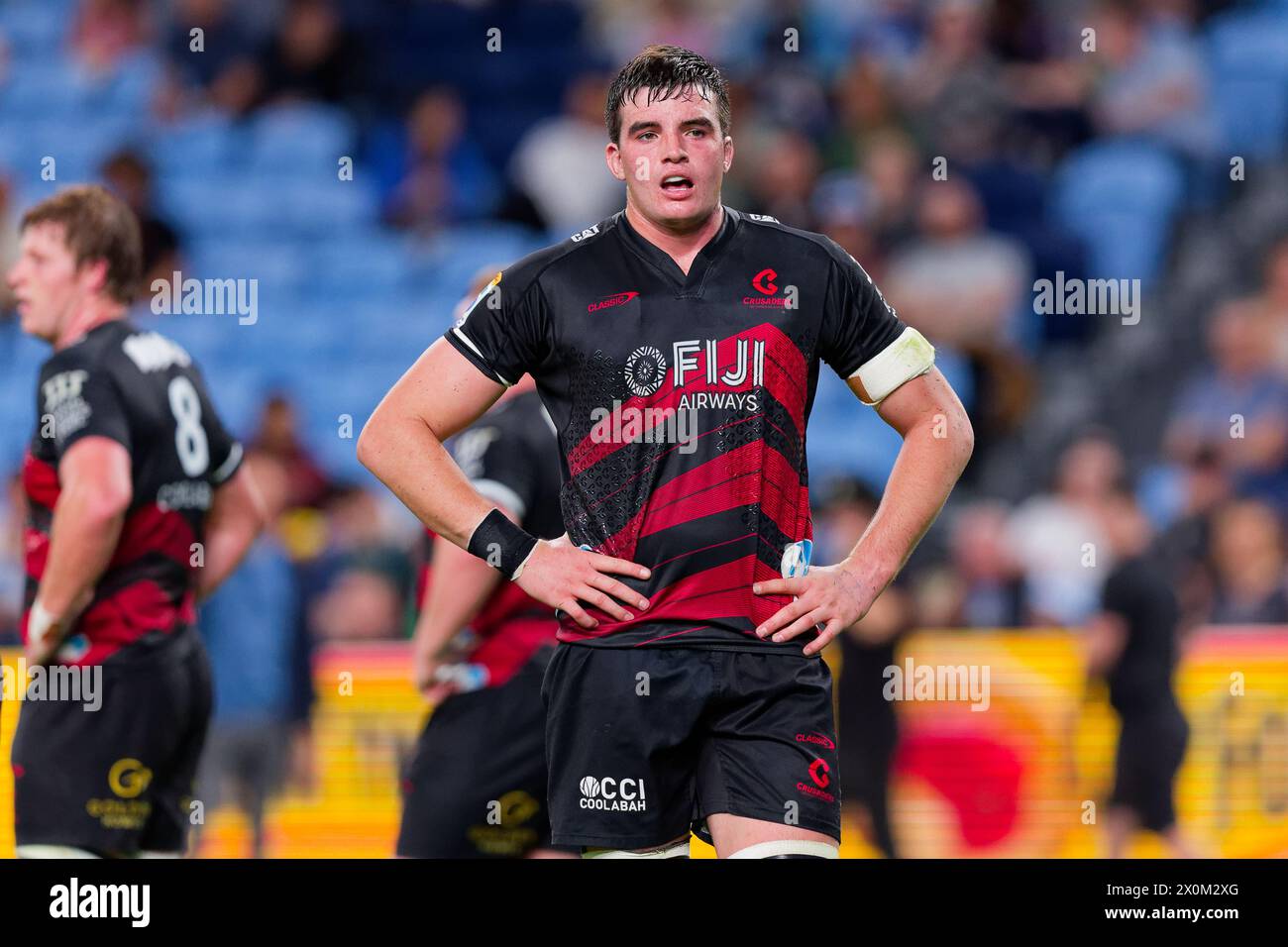 Sydney, Australia. 12th Apr, 2024. Jamie Hannah of the Crusaders looks on during the Super Rugby Pacific 2024 Rd8 match between the Waratahs and the Crusaders at Allianz Stadium on April 12, 2024 in Sydney, Australia Credit: IOIO IMAGES/Alamy Live News Stock Photo