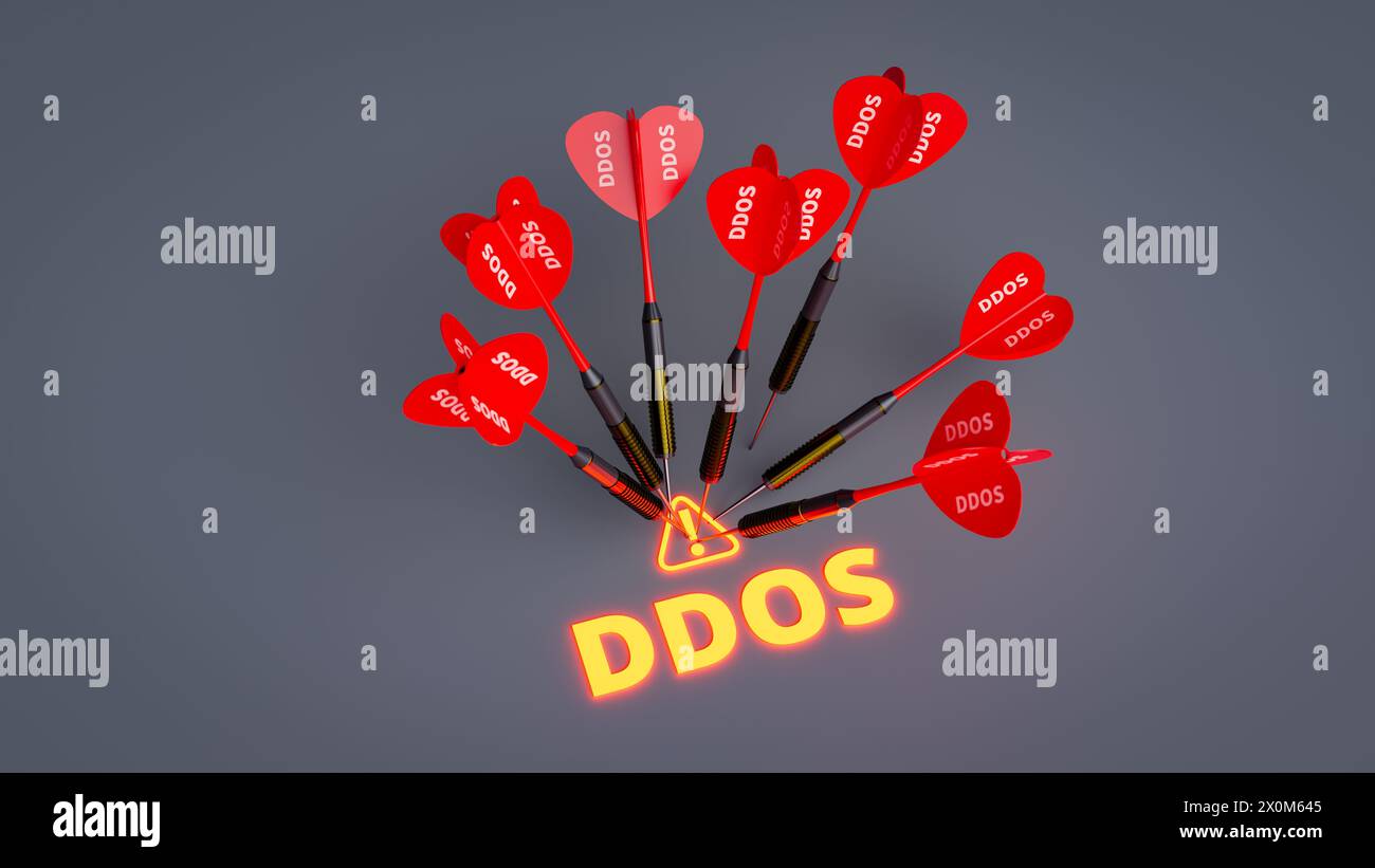 Concept of receiving ddos attack through internet. 3d rendering Stock Photo