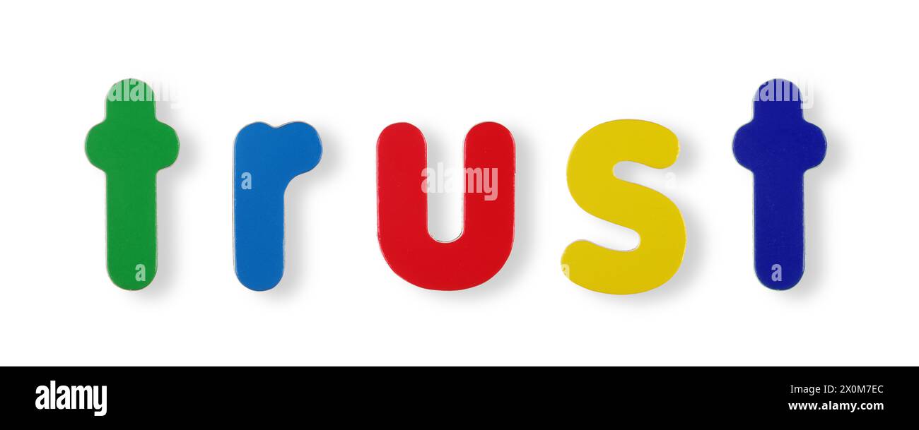 trust word in coloured magnetic letters Stock Photo