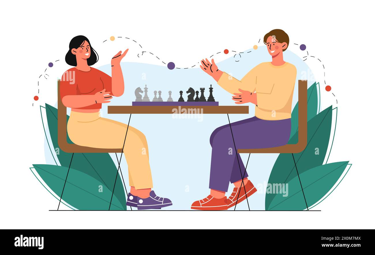 People play chess vector concept Stock Vector