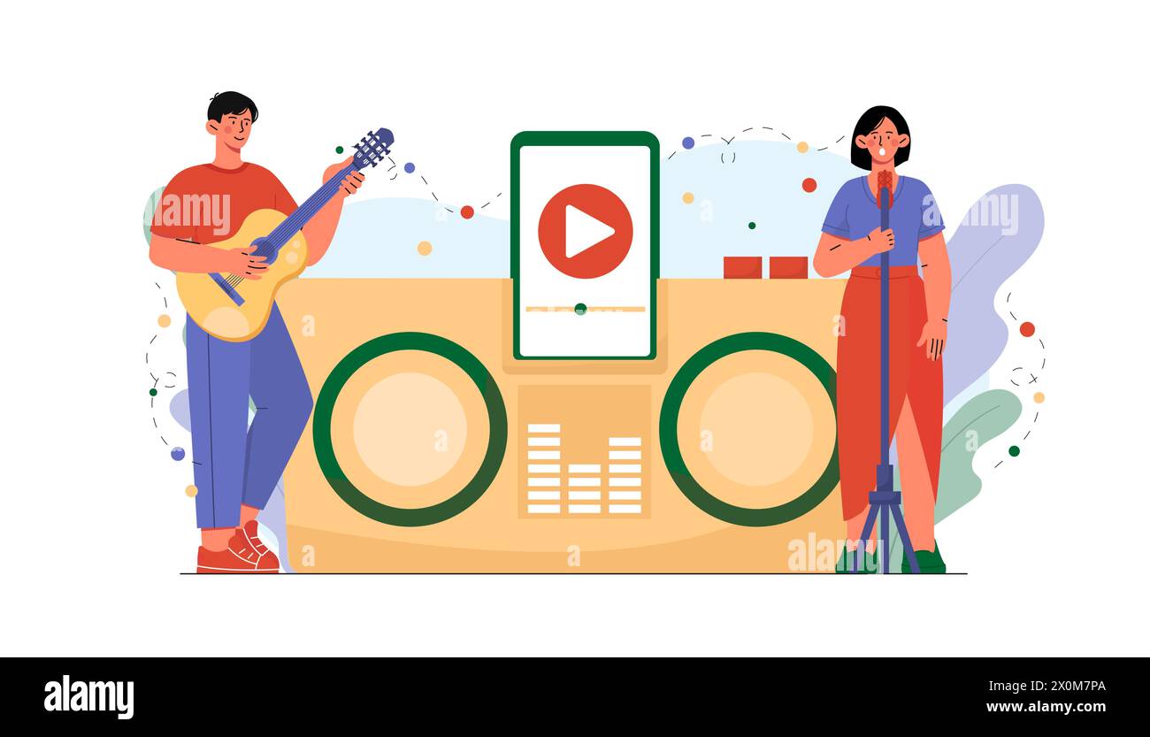 Singer and guitarist vector concept Stock Vector