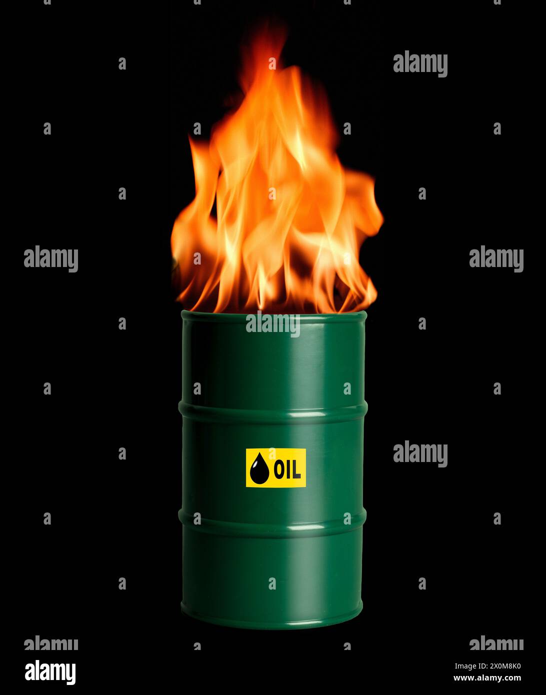 Burning oil drum, composite image. Fossil fuels are made from decomposing plants and animals. Oil is an example of a fossil fuel. These fuels are found in Earth's crust and contain carbon and hydrogen, which can be burned for energy. Fossil fuels are by far the largest contributor to global climate change, accounting for over 75 percent of global greenhouse gas emissions. Stock Photo