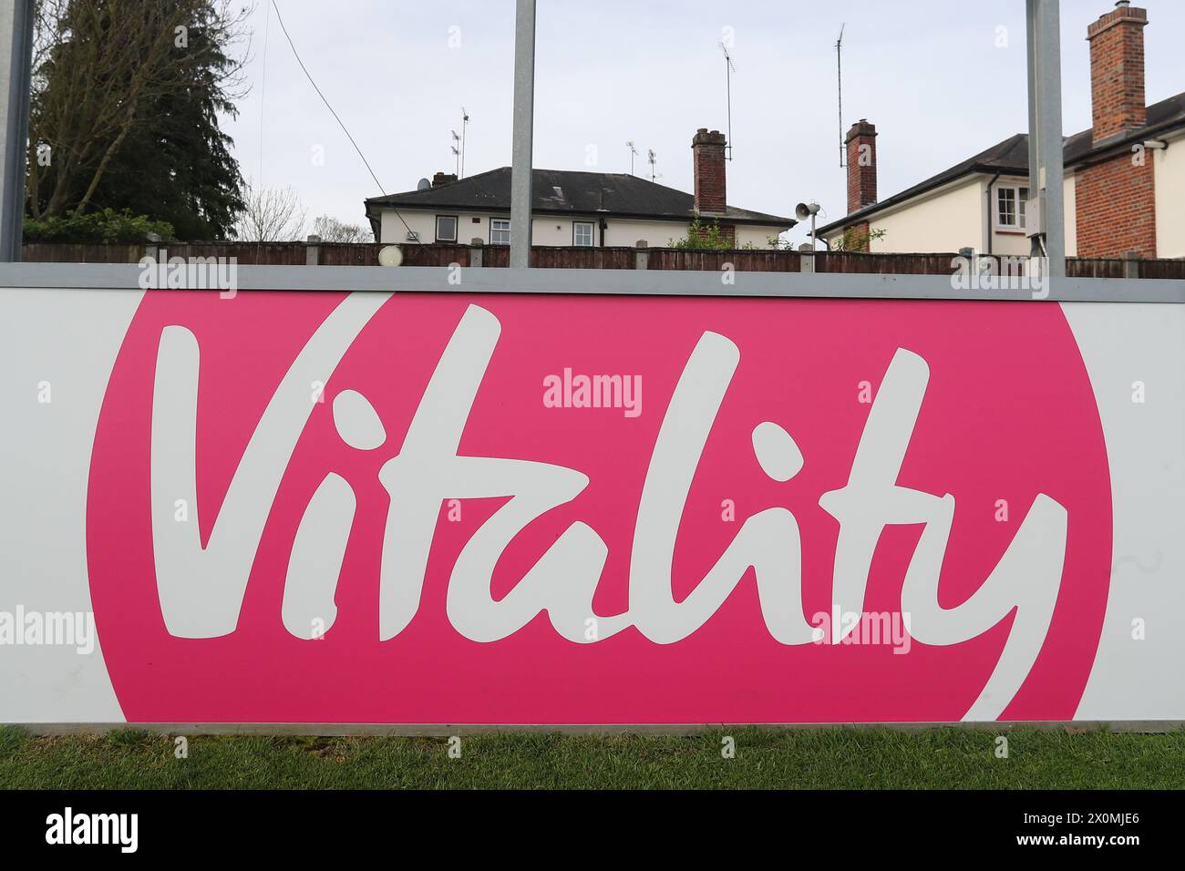 Vitality signage during Essex CCC vs Kent CCC, Vitality County Championship Division 1 Cricket at The Cloud County Ground on 12th April 2024 Stock Photo