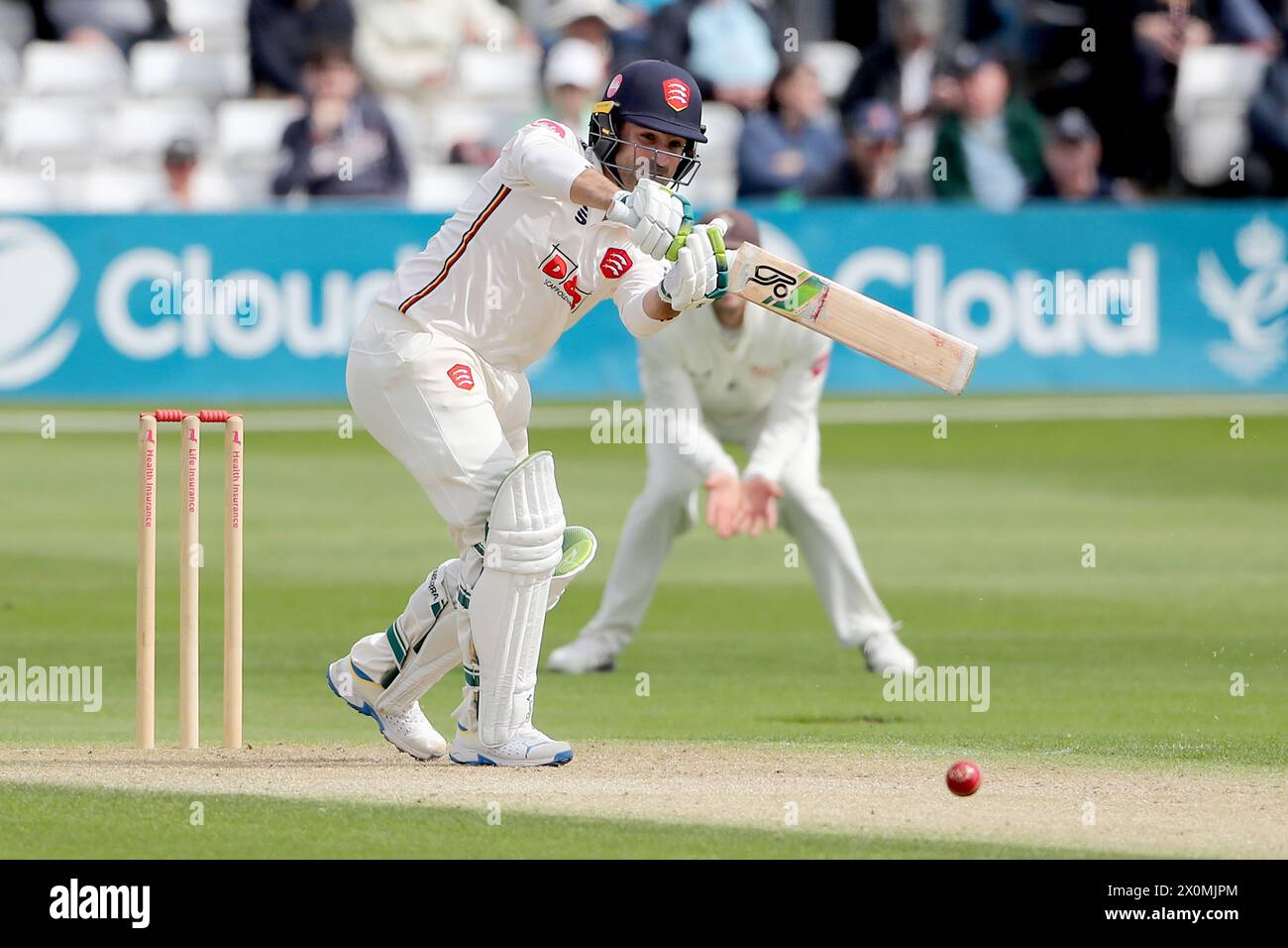 Dean Elgar hits 4 runs for Essex during Essex CCC vs Kent CCC, Vitality County Championship Division 1 Cricket at The Cloud County Ground on 12th Apri Stock Photo