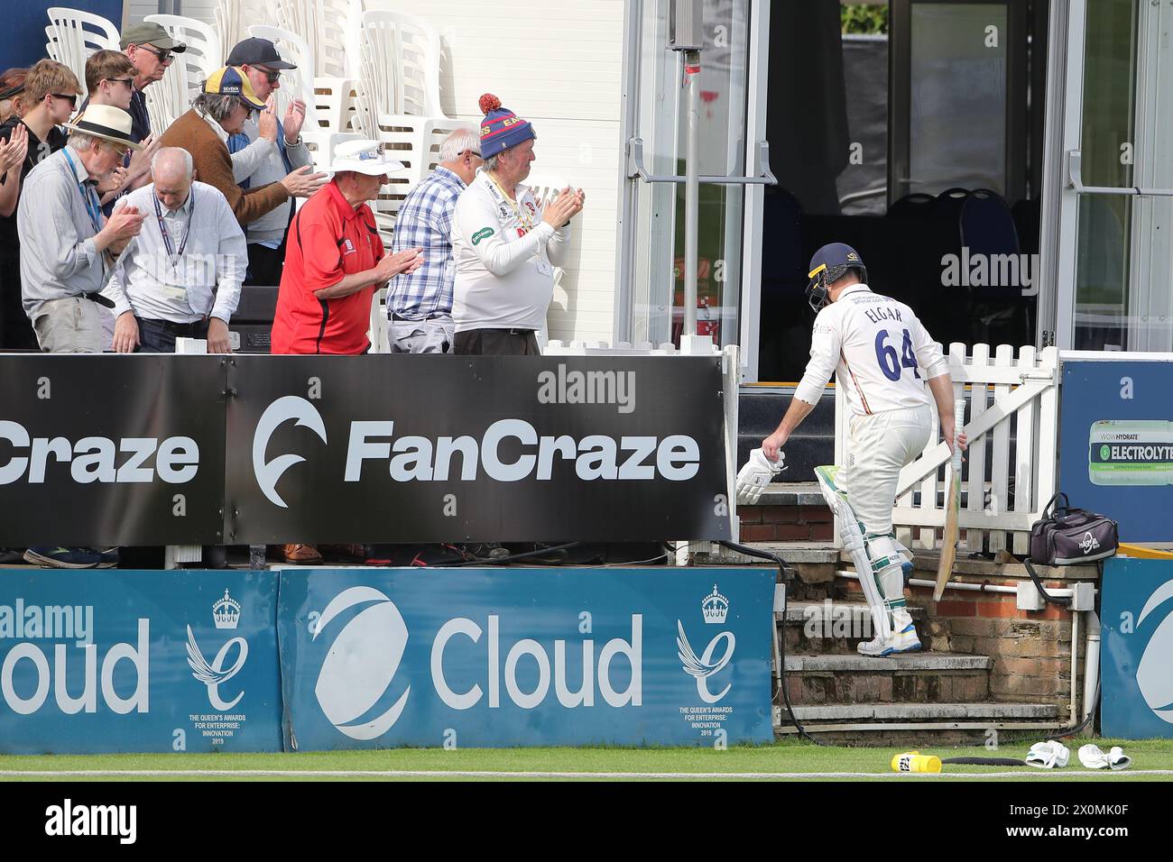 Dean Elgar of Essex leaves the field having been dismissed during Essex CCC vs Kent CCC, Vitality County Championship Division 1 Cricket at The Cloud Stock Photo