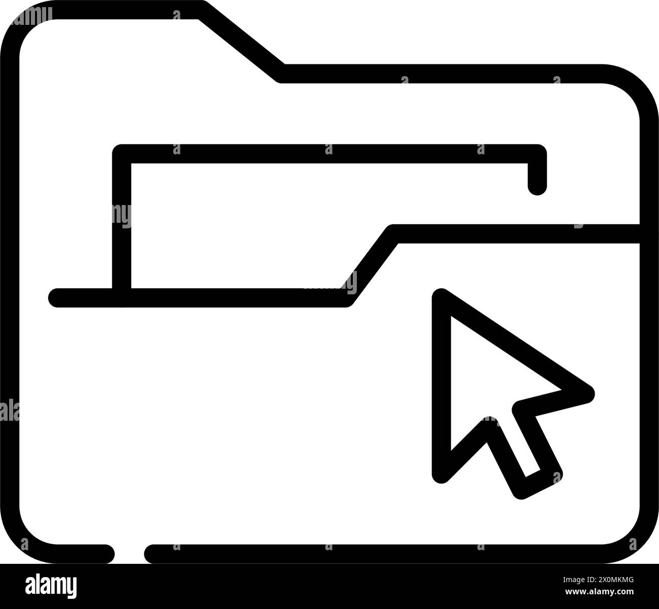 File folder and mouse click. Digital files access, management and interaction. Pixel perfect vector icon Stock Vector