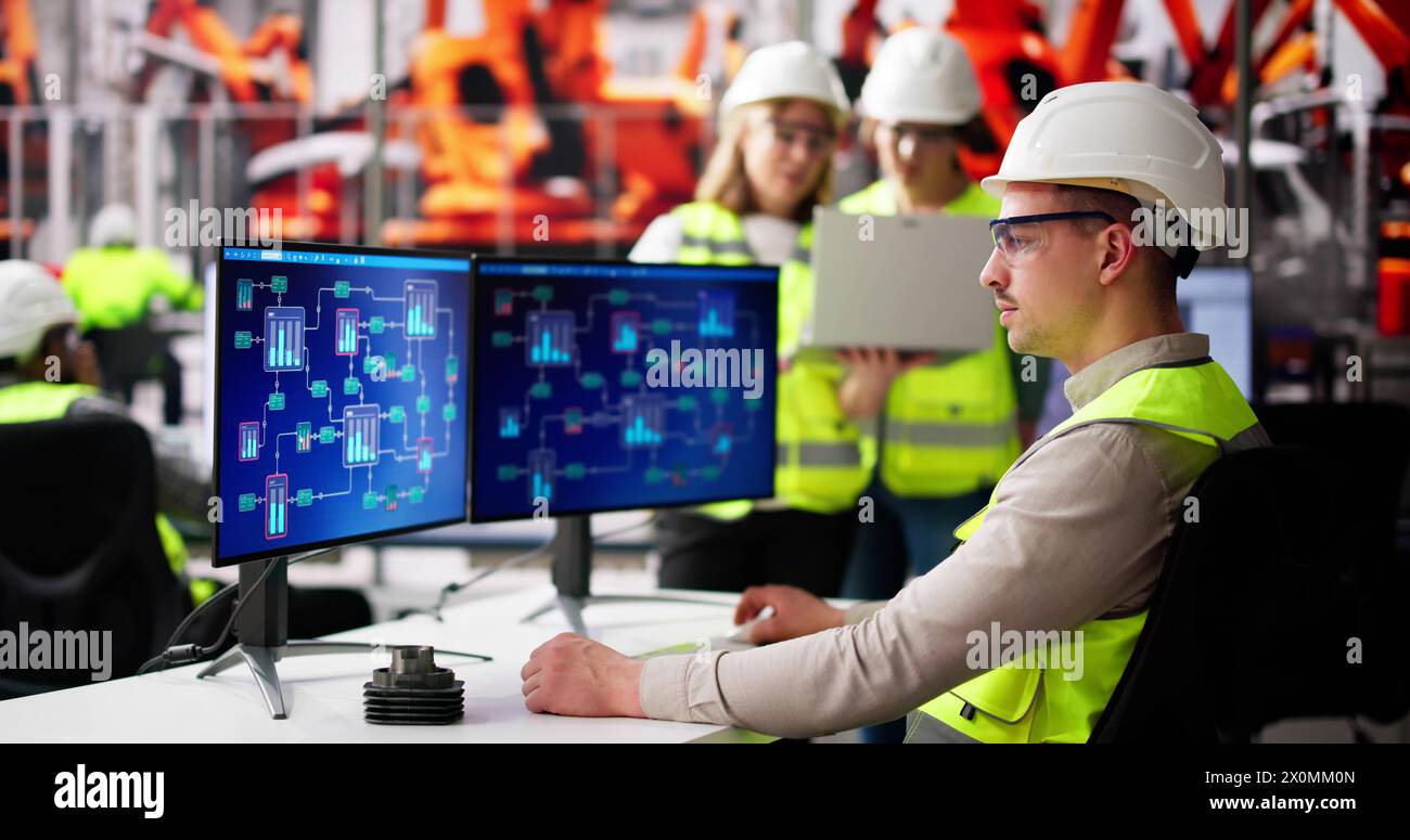 Engineer Operators Using Scada System At Industrial Plant Stock Photo ...