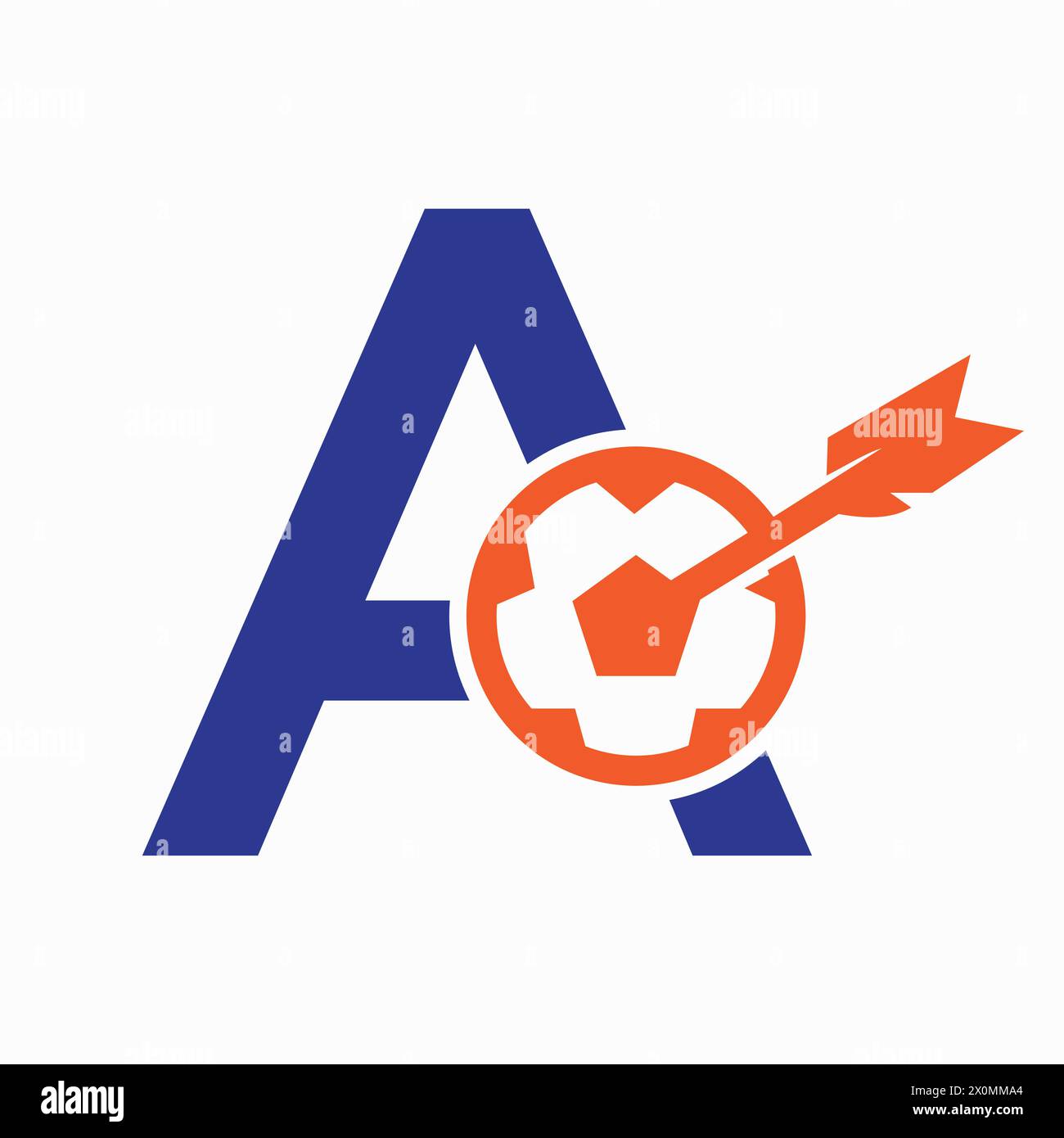 Letter A Football Logo and Target Arrow Symbol. Soccer Sign Stock Vector