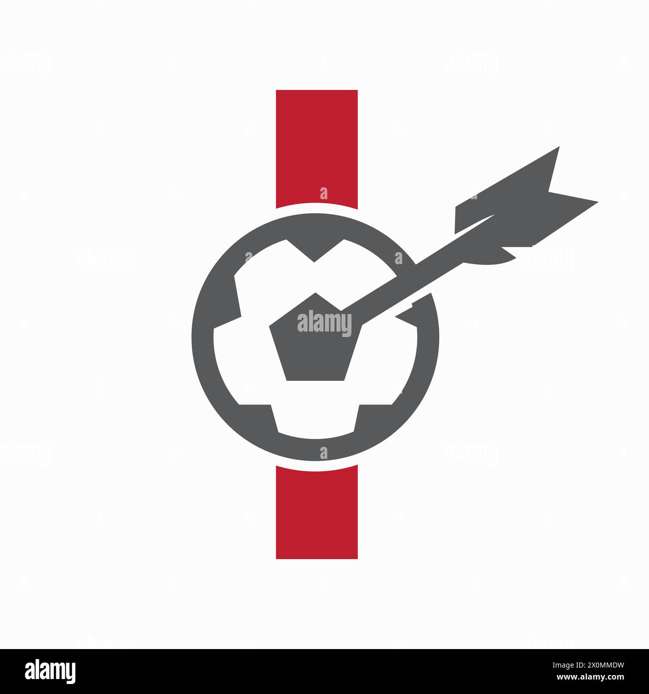 Letter I Football Logo and Target Arrow Symbol. Soccer Sign Stock Vector