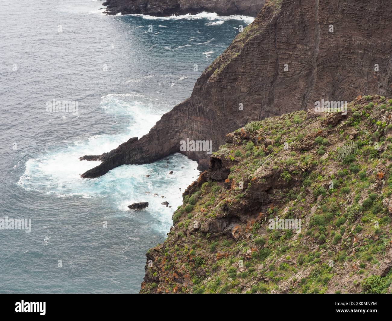 Tenerife, Spain: Mirador Punta del Fraile, Rocky coast of the Atlantic Ocean. Stock Photo