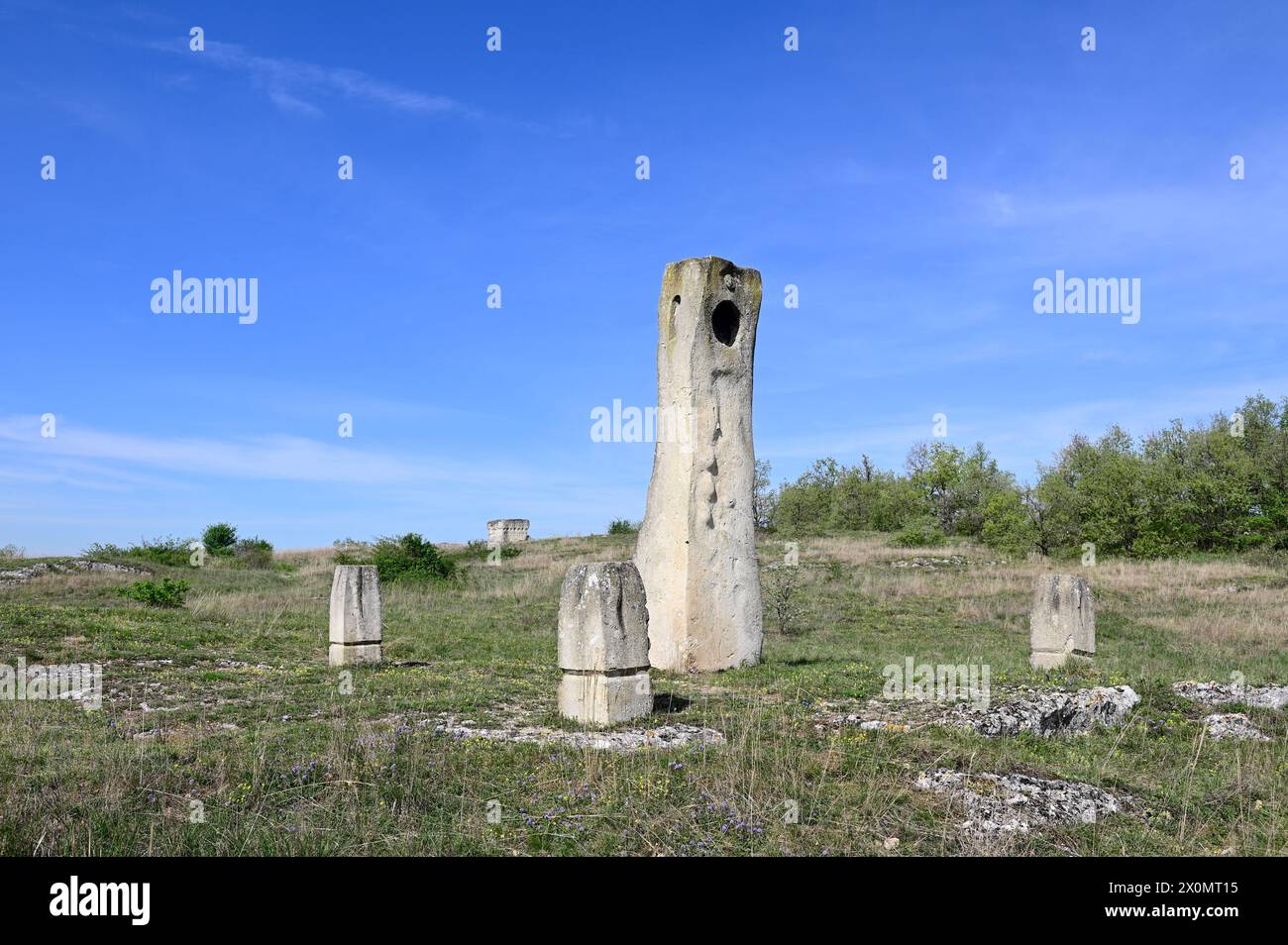 St. Margarethen, Burgenland, Austria. Sculptures Roman quarry St. Margarethen. Jiri Seifert 1966, the sculpture landscape in St. Margarethen in Burgen Stock Photo