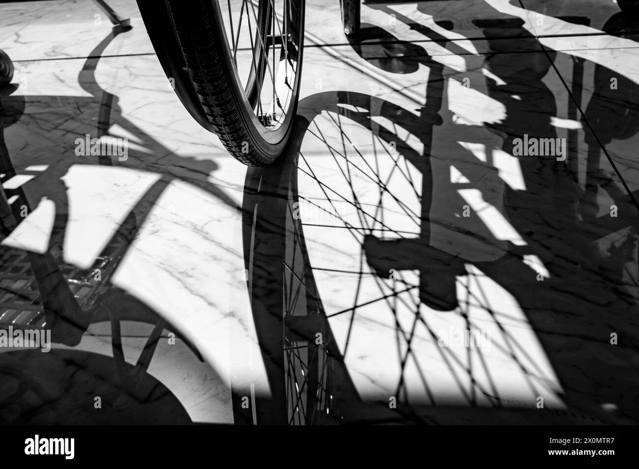 Rear view of a wheelchair with shadows in Villajoyosa Stock Photo