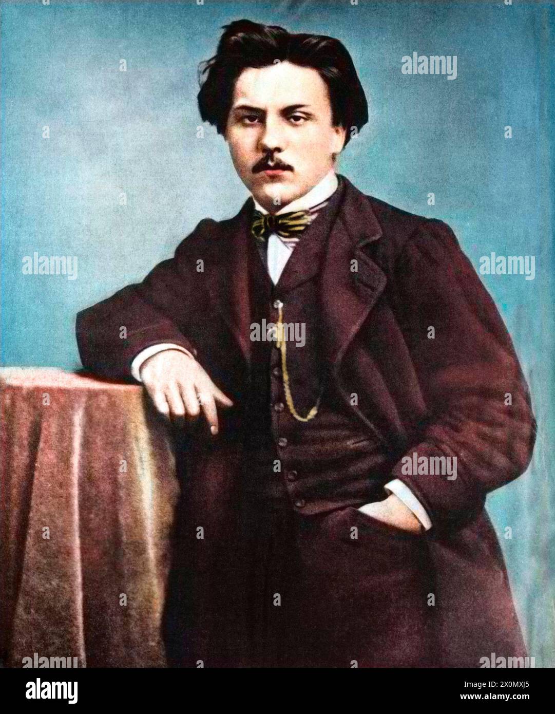 Portrait of Gabriel Faure (1845-1924) French composer circa 1863 - photo colorié ultérieurement - Later coloring. Digitally colourized image Stock Photo