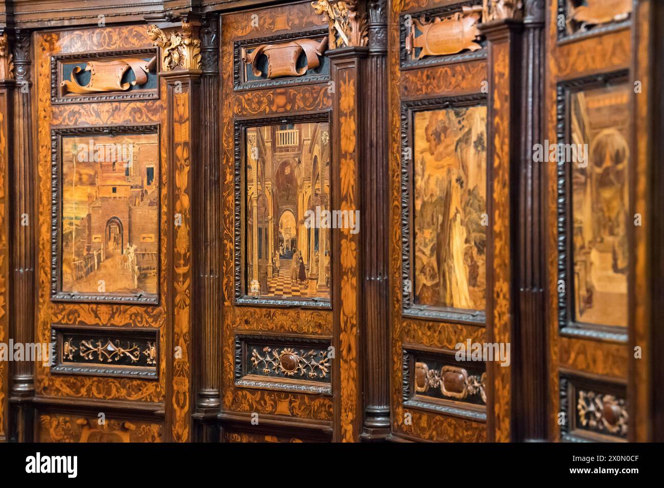 Renaissance choir by Bernardino Zenale and Andrea Previtali with stalls ...