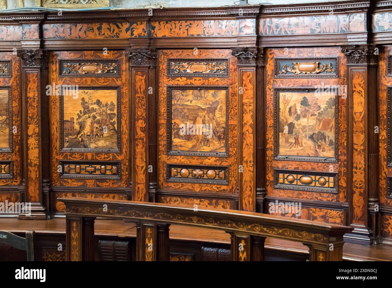 Renaissance choir by Bernardino Zenale and Andrea Previtali with stalls ...