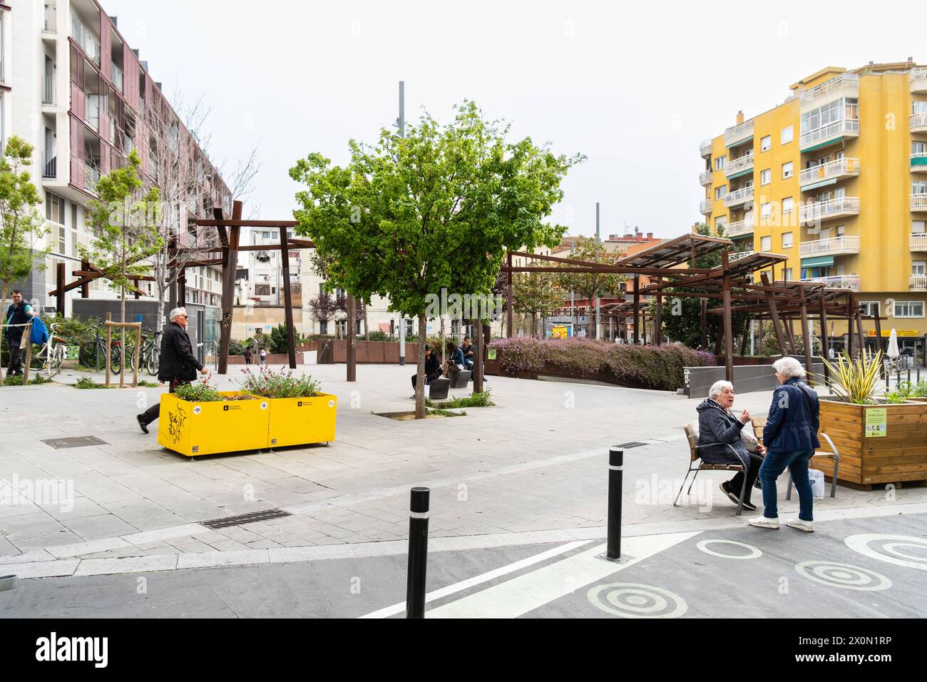 Superblock oder Superilla Hostafrancs, für Autos stark eingeschränkter Bereich der Stadt in Barcelona, Spanien Barcelona Katalonien Spanien *** Superb Stock Photo