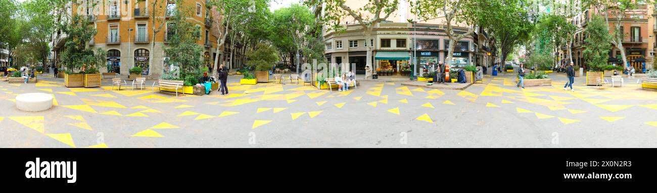 Superblock oder Superilla im Viertel Sant Antoni, für Autos stark eingeschränkter Bereich der Stadt in Barcelona, Spanien Barcelona Katalonien Spanien Stock Photo