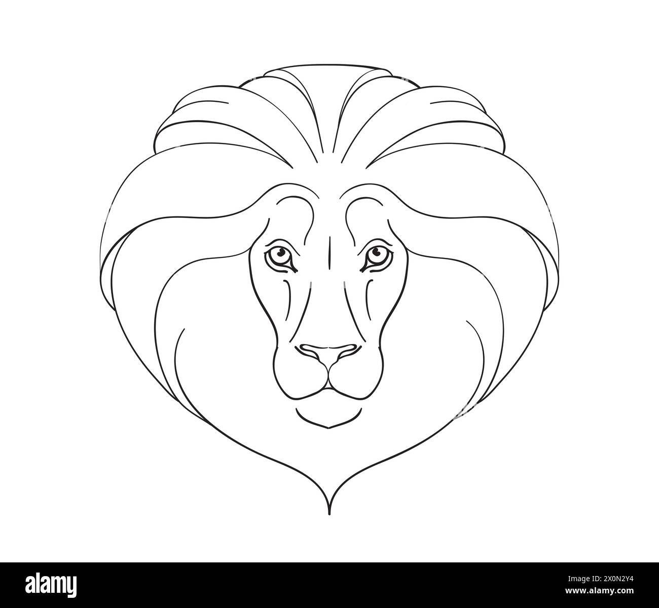 Lion head line drawing, vector icon, outline logo, zodiac symbol for astrology, minimalistic tattoo, wild animal portrait isolated on white background Stock Vector