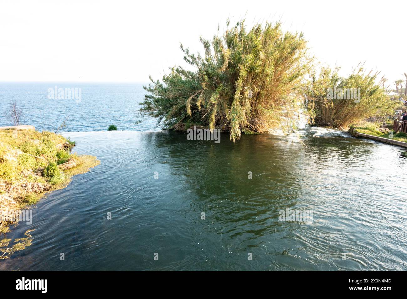 Top of the Lower Duden Waterfalls near Antalya in Turkey Stock Photo